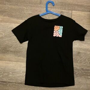 Black T-Shirt with Floral Graphic